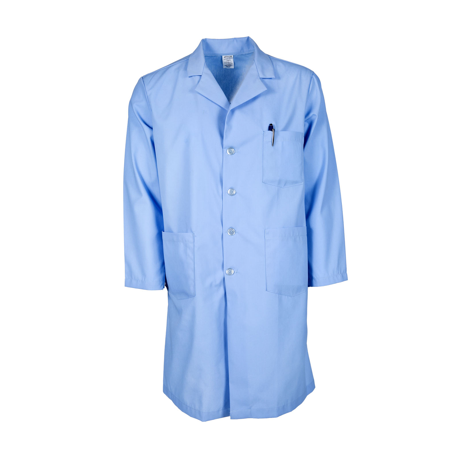 #L17M Pinnacle Textile Men's Lab Coat w/ Button Front, light blue